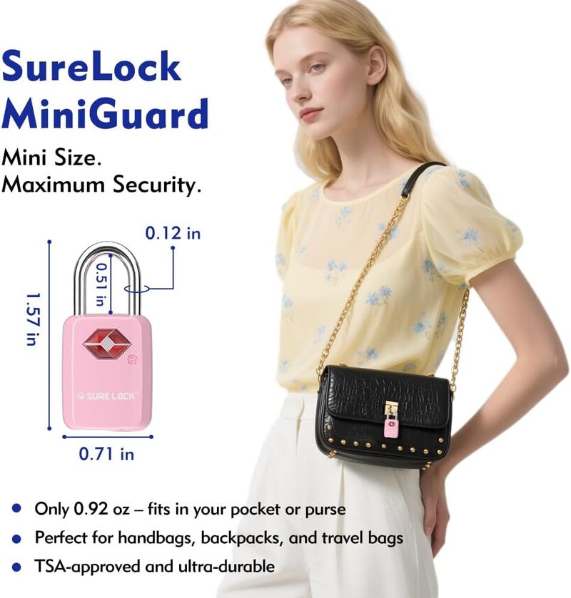 SURE LOCK TSA Approved Luggage Locks Mini Size Lock with Keys for Travel, Zinc Alloy Body with Steel Shackle, Key Alike, Key Alike in The Same Package - Image 3